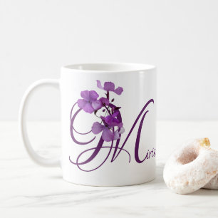 Mug Personnalisable Miriam nom mauve fleurs florales