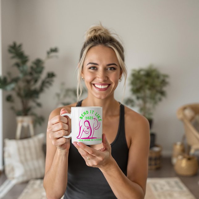 Mug Personnalisable "Plier comme 2025" Yoga Cat (Créateur téléchargé)