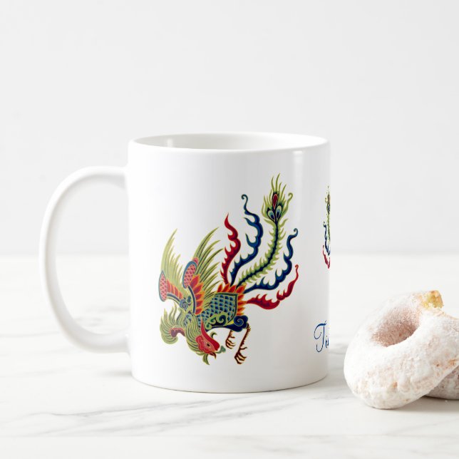 Mug Personnalisation de l'art du coq chinois (Avec donut)