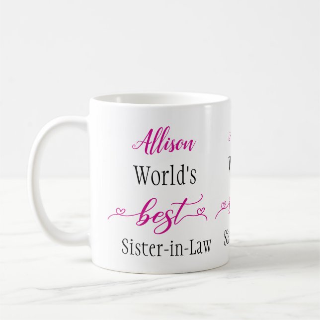 Mug Personnalisation du meilleur coeur rose de la bell (Gauche)