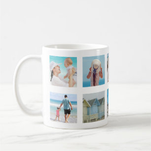 Mug Personnalisé 10 Carrés photo Collage Blanc