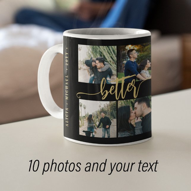 Mug Personnalisé 10 photo collage votre script texte (Créateur téléchargé)