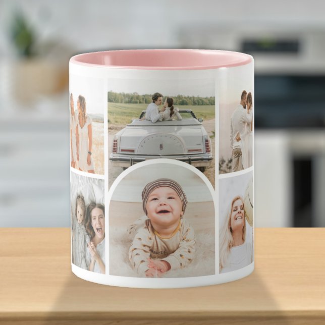 Mug Personnalisé 10 Photos Collage Arche, Joli Design  (Créateur téléchargé)