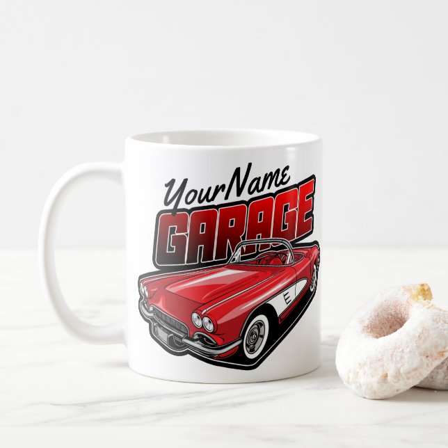 Mug Personnalisé 1961 C1 Red Classic Sports Voiture Ga (Avec donut)