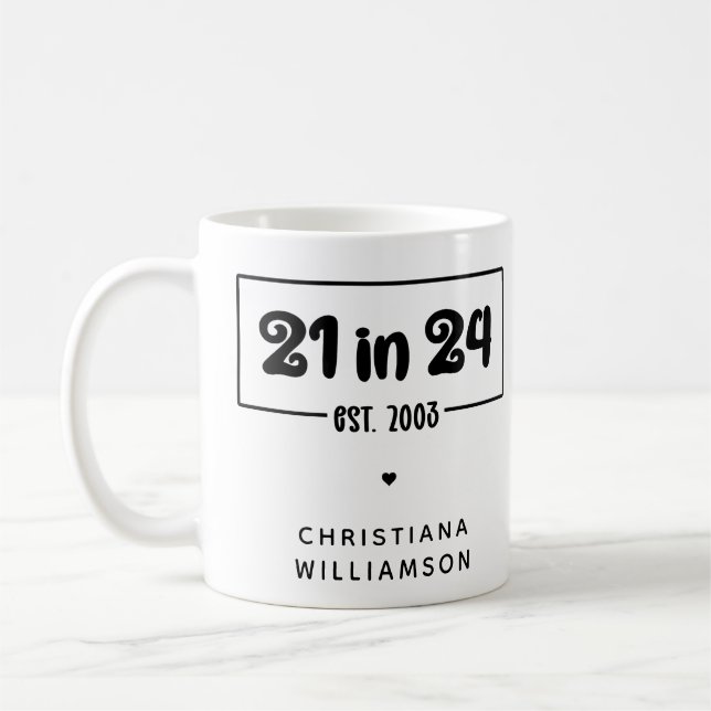 Mug Personnalisé 21e anniversaire 21 dans 24 Est 2003  (Gauche)