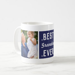 Mug Personnalisé 2 Photo Bleu Meilleur Grand-Père Jama