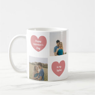 Mug Personnalisé 2 Photos, Graphique de cœurs, Saint-V