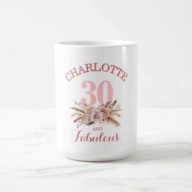 Mug Personnalisé, 30 et Fabulous Flower (Centre)