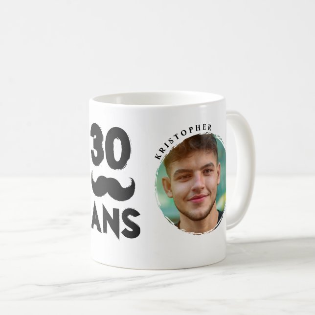 Mug personnalisé 30ème anniversaire 2 photos préno (Devant droit)