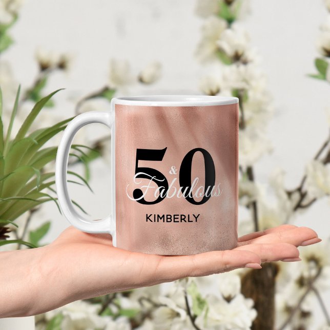 Mug Personnalisé 50 et Fabuleux Rose Gold Anniversaire (Créateur téléchargé)