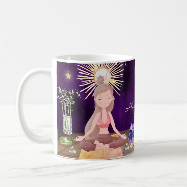 Mug Personnalisé à Peace Yoga Girl and Crystals (Gauche)