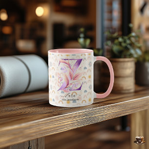 Mug personnalisé abstrait bohème chic monogramme -