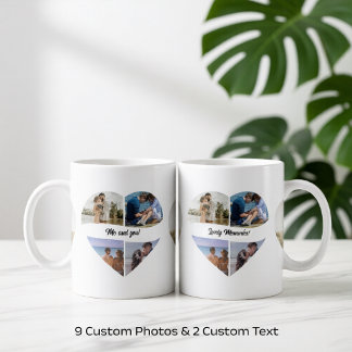Mug personnalisé avec 9 photos en forme de cœur -