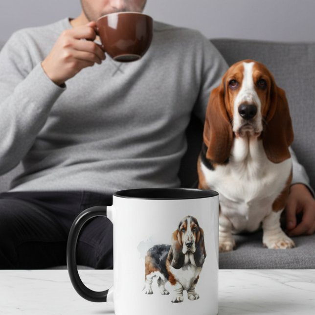 Mug personnalisé avec art de Basset Hound mignon (Créateur téléchargé)