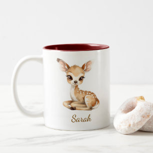 Mug Personnalisé avec Cerf Bébé Aquarelle Mignon a