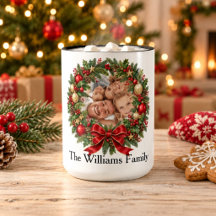 Mug Personnalisé avec Couronne de Noël et Photo de