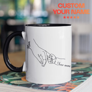 Mug personnalisé avec dessin au trait de maman et 