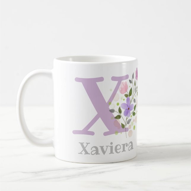 Mug Personnalisé avec le nom Xaviera et la première in (Gauche)