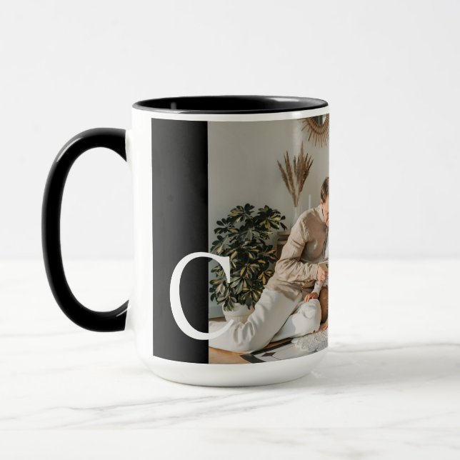Mug personnalisé avec monogramme et photo de famil (Gauche)