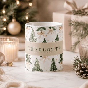 Mug personnalisé avec sapin de Noël à l'aquarelle