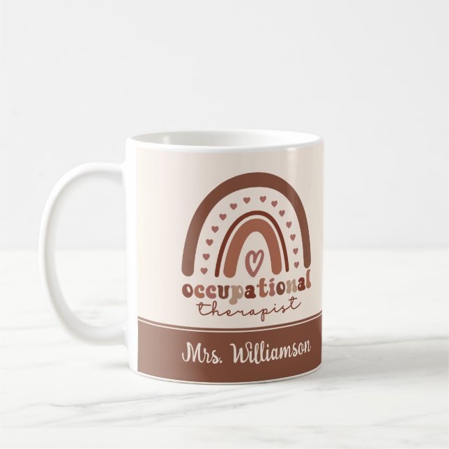 Mug Personnalisé Boho Arc-en-ciel OT ergothérapie (Gauche)