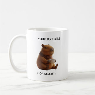 Mug Personnalisé Capybara Mignon Buvant du Café