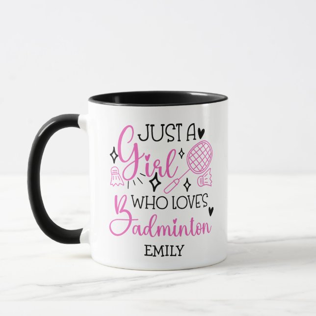 Mug Personnalisé Cette Fille Aime Badminton Féminin Ro (Gauche)