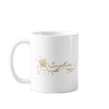 Mug personnalisé Champagne Gold Lily Nom