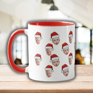 Mug Personnalisé Cute Baby Face 2 Photos Santa Hat