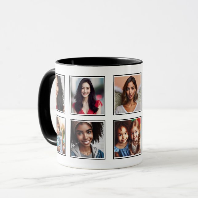Mug Personnalisé Élégant Famille Amis Photo Collage no (Devant gauche)