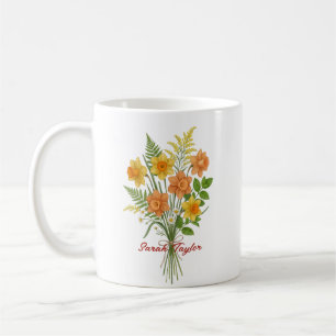 Mug Personnalisé Fleur de Naissance Aquarelle Jonq