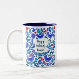 Mug personnalisé Folk Art Bluebird