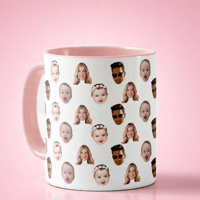 Mug Personnalisé Funny Family Face 4 Photos (Créateur téléchargé)