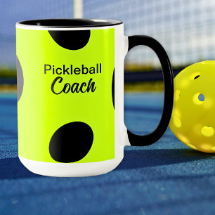Mug PERSONNALISÉ Funny Pickleball Coach Yellow Ball
