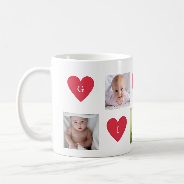 Mug Personnalisé Gigi 5 Photos Collage Coeurs Grand-mè (Gauche)