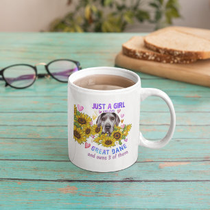 Mug Personnalisé Great Dane Lover Tournesol Trainer Fl
