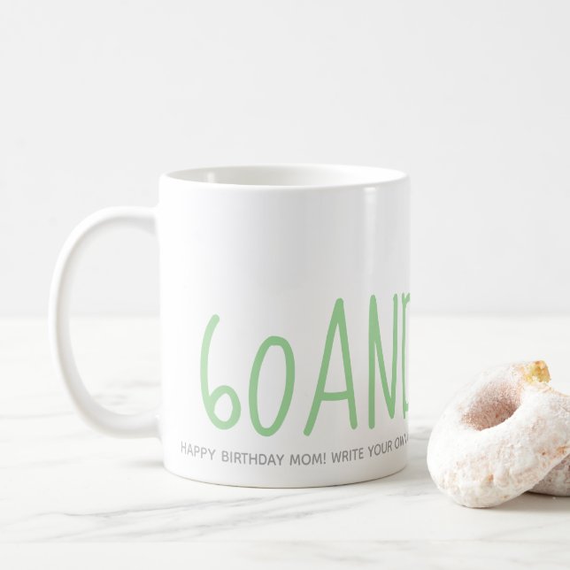 Mug Personnalisé Green 60 Sassy 60th Birthday Cadeau (Avec donut)