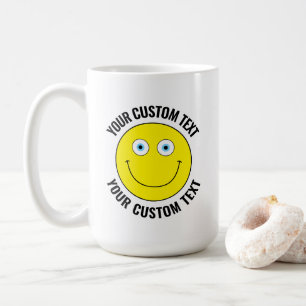 Mug Personnalisé Happy Face JAUNE, YELLOW, Yeux Bleus