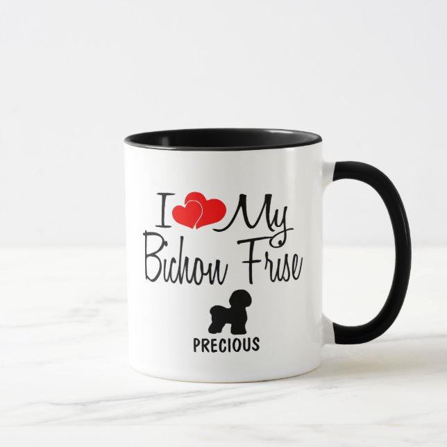 Mug Personnalisé J'Aime Mon Bichon Frise (Droite)