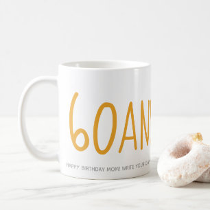 Mug Personnalisé Jaune 60 Sassy 60e anniversaire Cadea