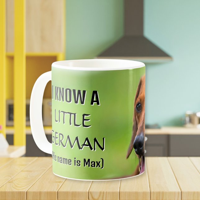 Mug Personnalisé Je connais un peu de Dachshund allema (Personalized I Know a Little German Dachshund Coffee Mug)