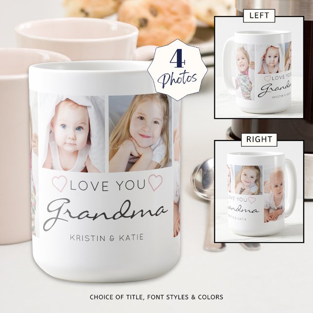 Mug PERSONNALISÉ LOVE YOU GRANDMA 4 Script photo (Créateur téléchargé)