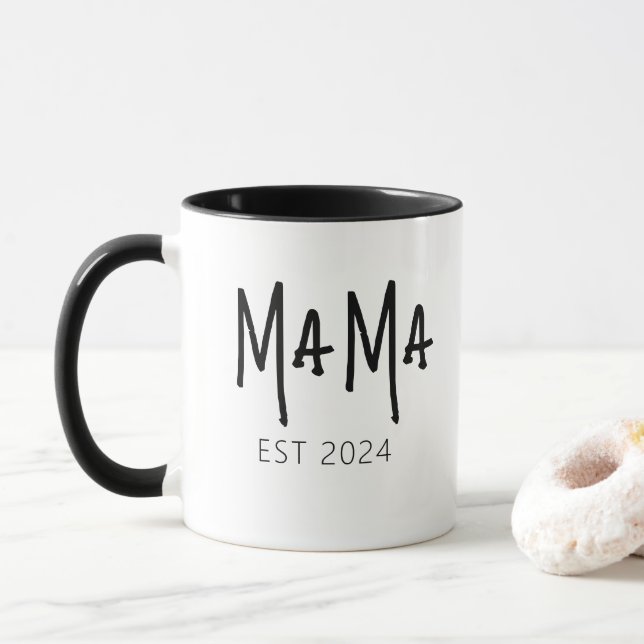 Mug Personnalisé Mama Est 2024 - Personnalisé (Avec donut)