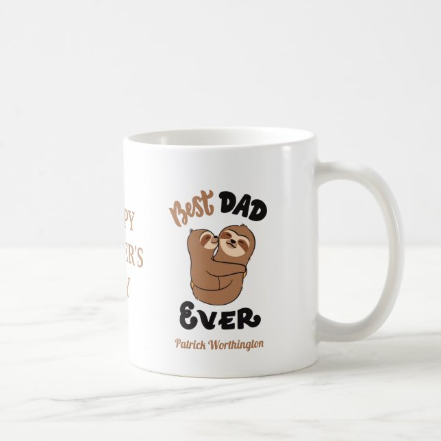 Mug Personnalisé Meilleur papa Jamais mignonne Sloth (Droite)