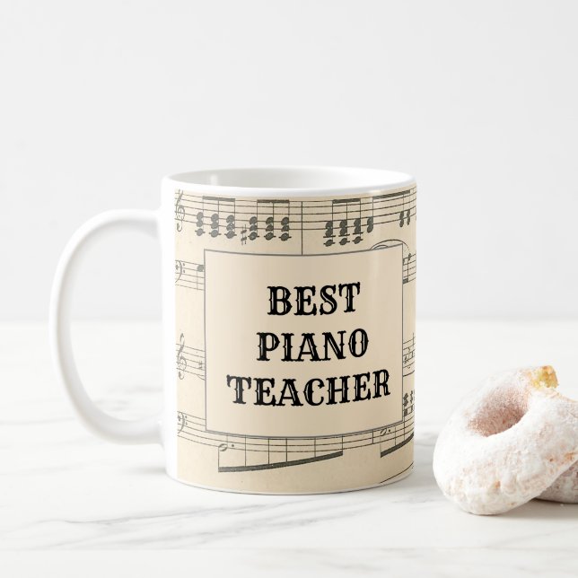 Mug Personnalisé Meilleur professeur de piano Partitio (Avec donut)