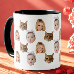 Mug Personnalisé Mignonne Famille Face 3 Photos