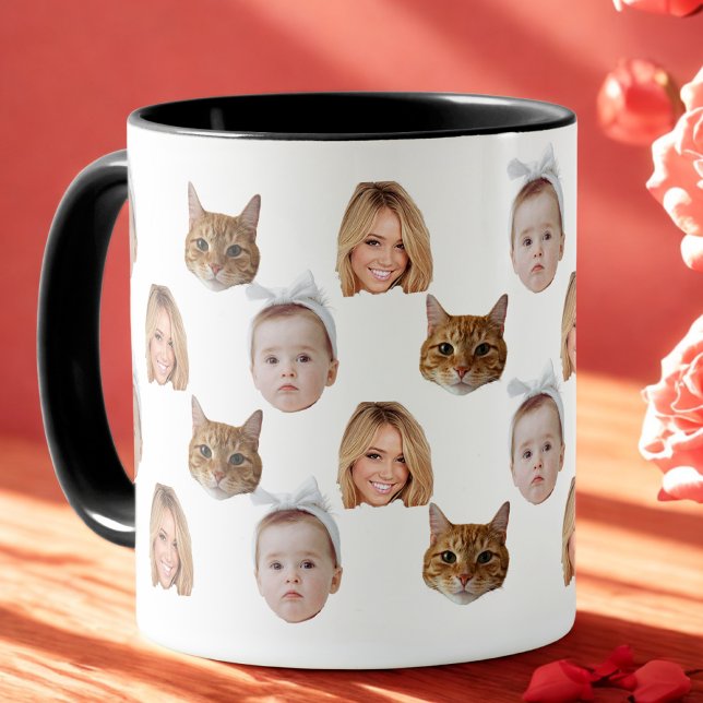 Mug Personnalisé Mignonne Famille Face 3 Photos (Créateur téléchargé)