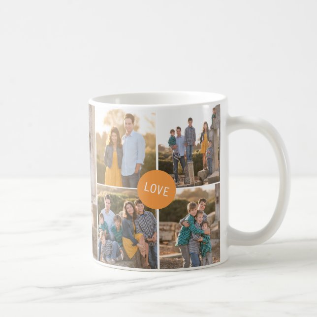 Mug Personnalisé moderne 5 Photo Famille Collage Cercl (Droite)