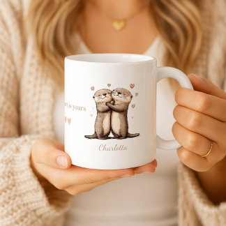 Mug personnalisé Mon cœur est à toi Loutre
