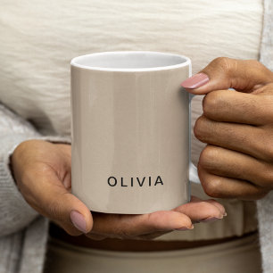 Mug "Personnalisé Monogramme Beige Personnalisé